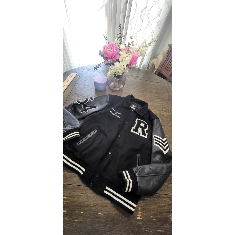 ROCKSTEADY BLACK LETTERMAN VARSITY BOMBER JACKET 3XL READ!!